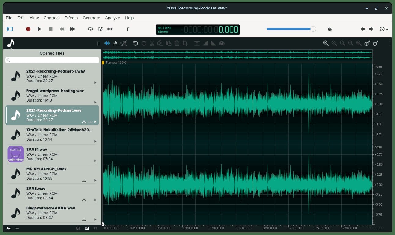 Using ocenaudio for audio editing
