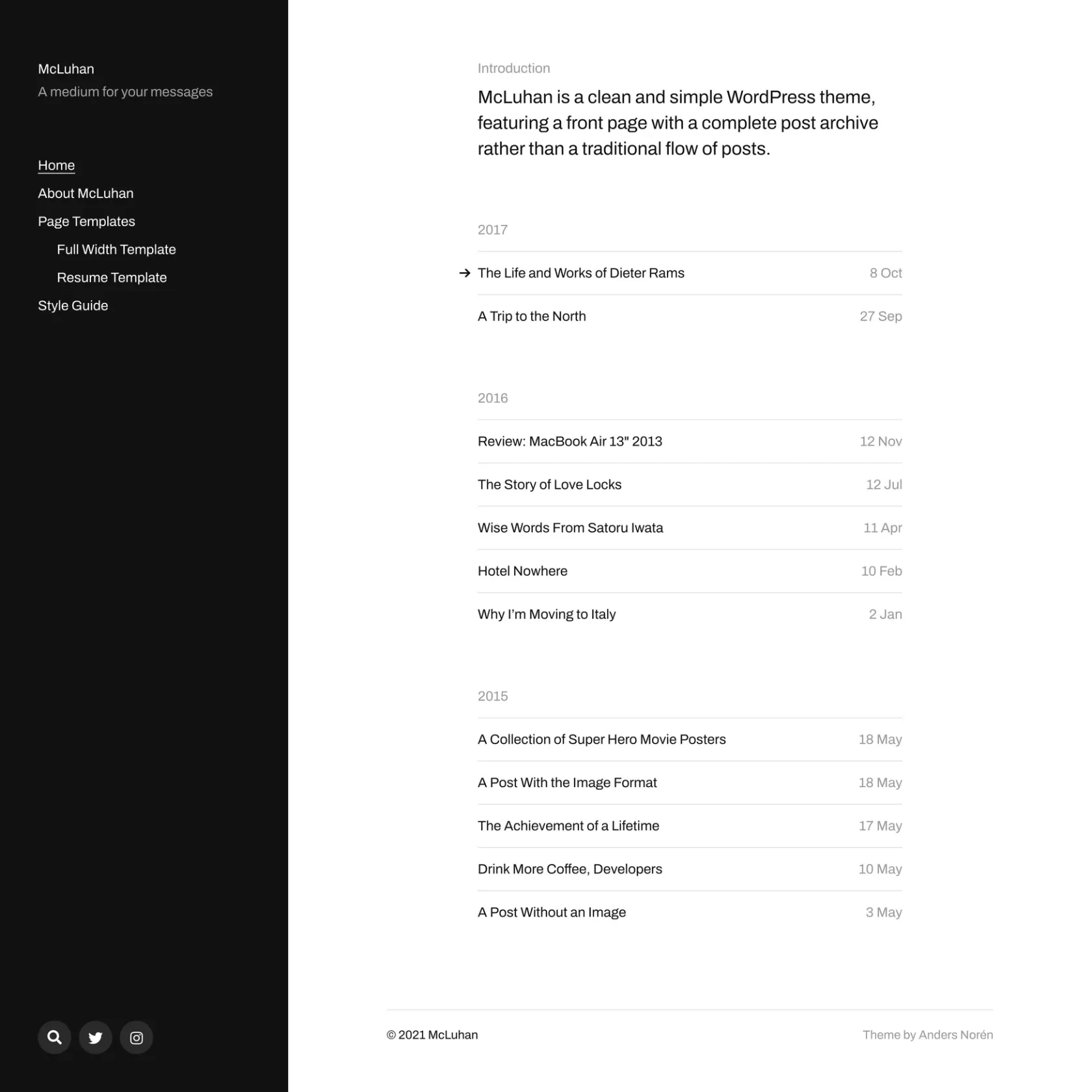 McLuhan Default Theme- archive mode