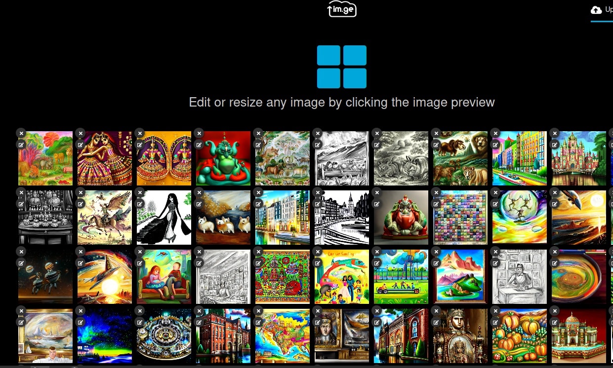Image upload interface with drag and drop