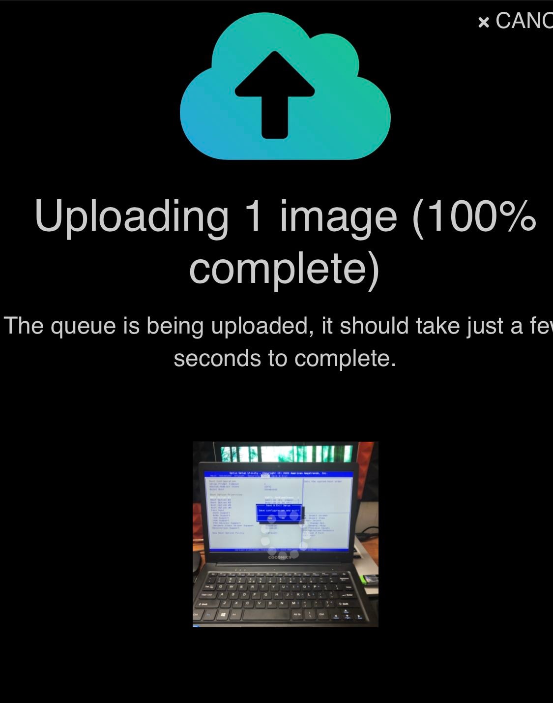 File upload dialog for image hosting service