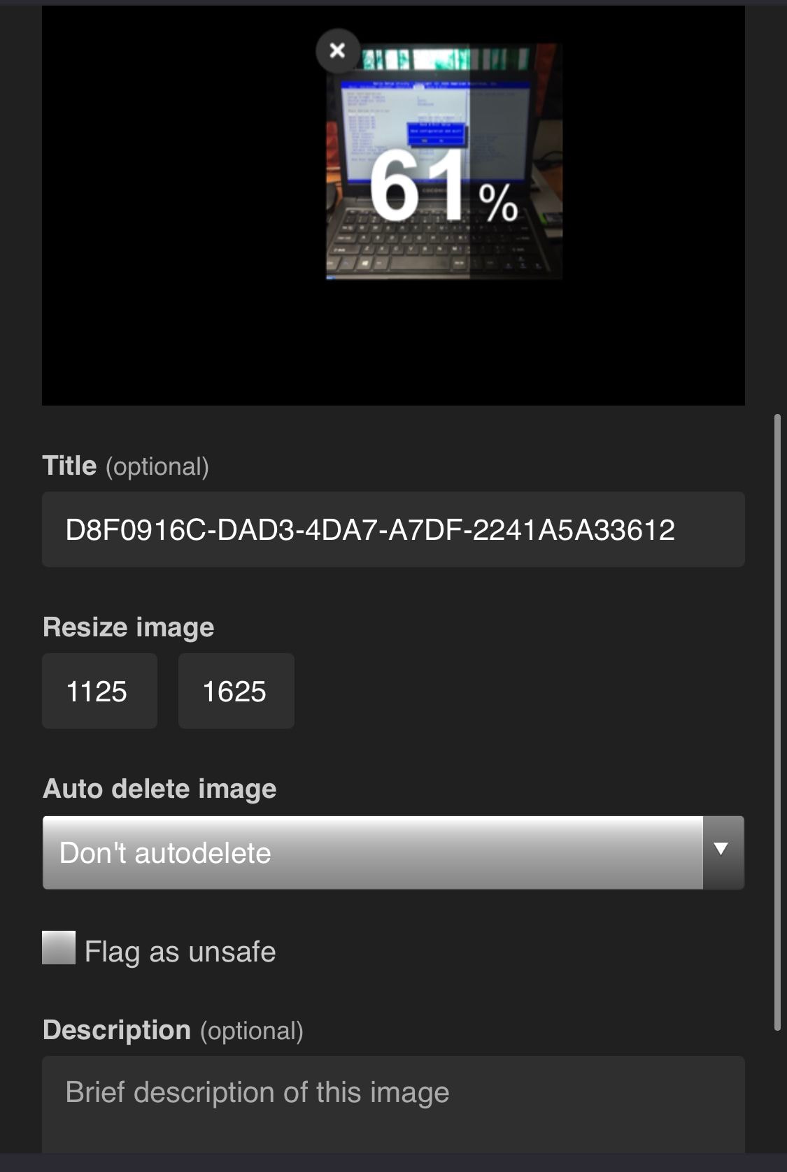 Image title and description fields in hosting dashboard