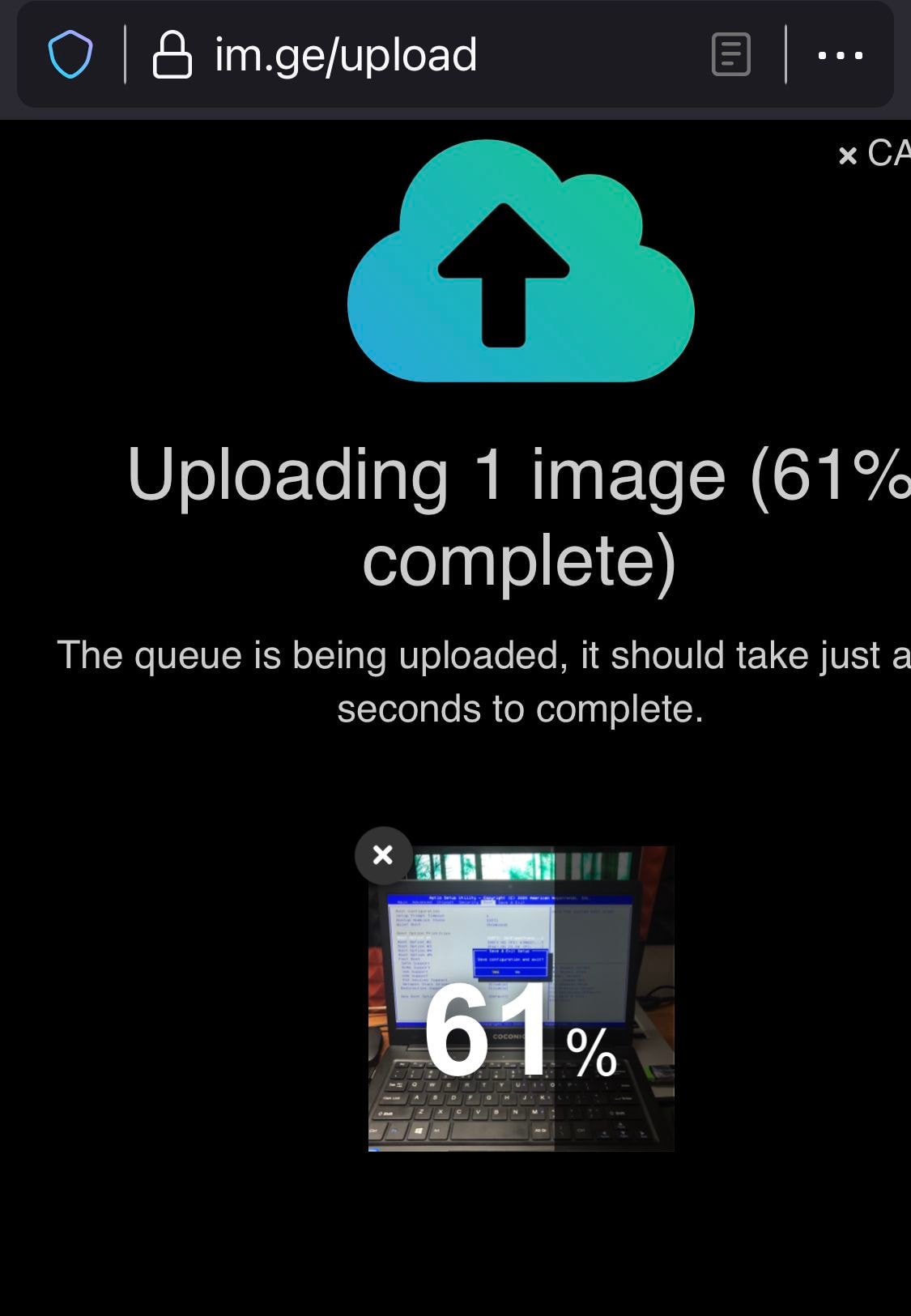 Upload file button and interface
