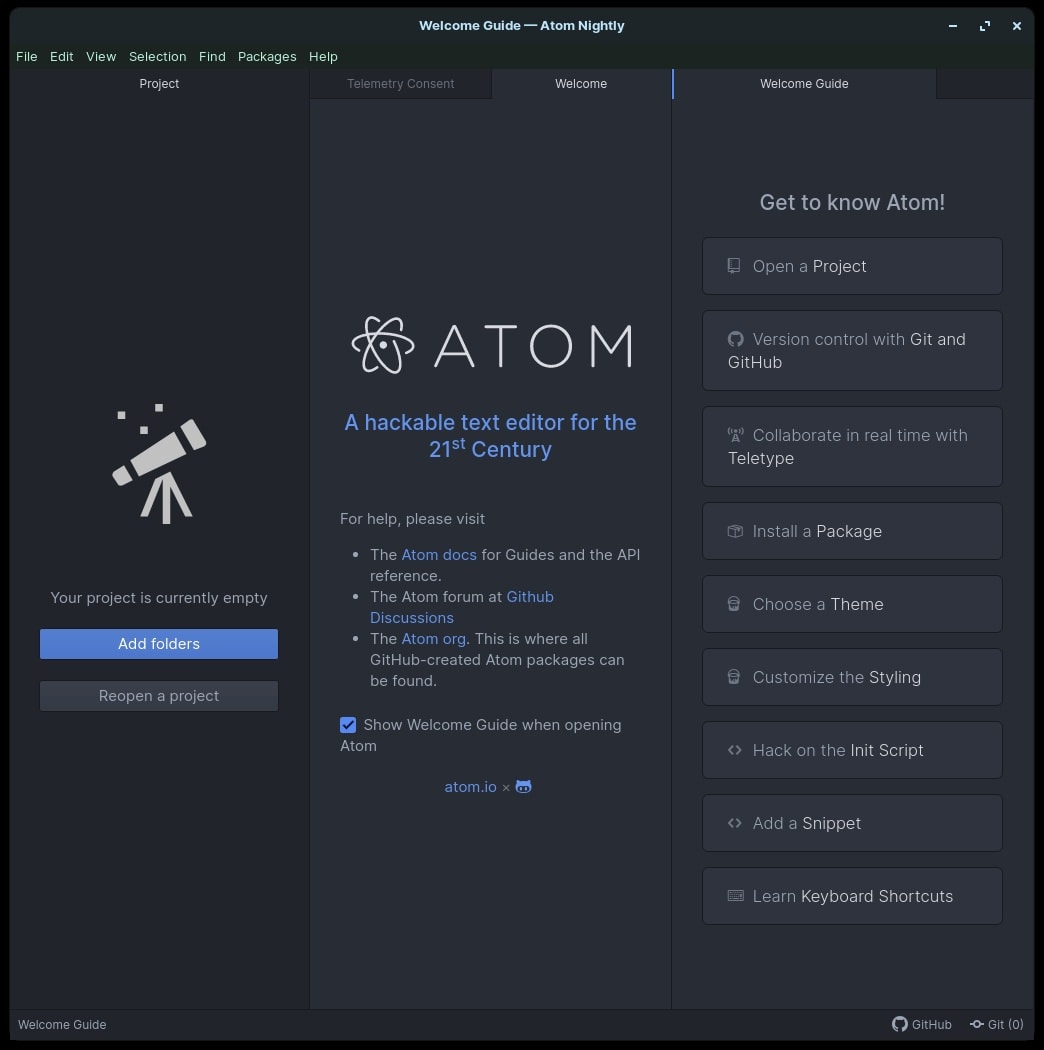 Atom Nightly on Linux