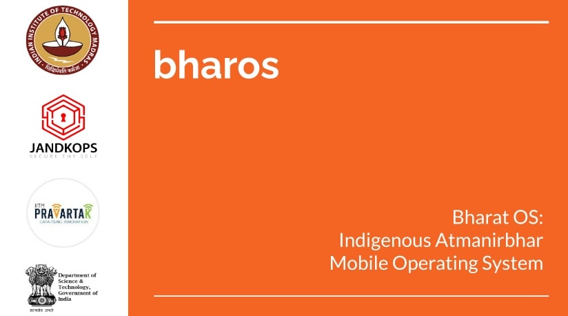 Screenshot of BharOS Linux desktop displaying the Indian localized interface with regional language support