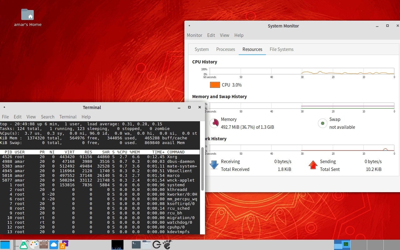 Hamara Linux running in VirtualBox on 26 November 2017