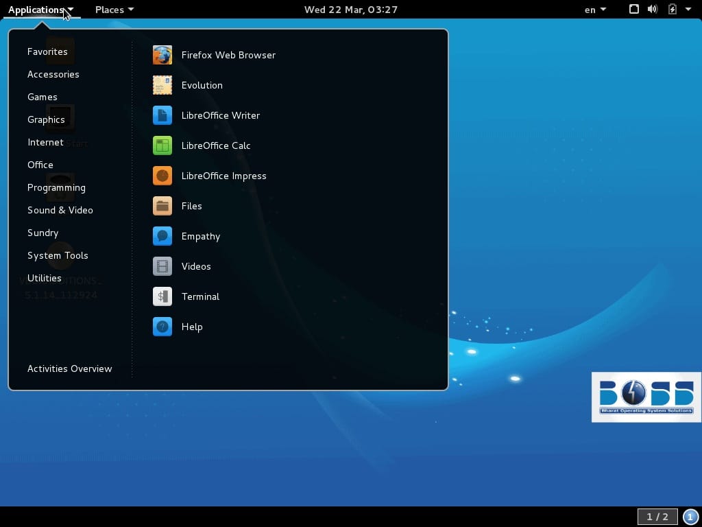 Installation of BOSS Linux using Virtualbox