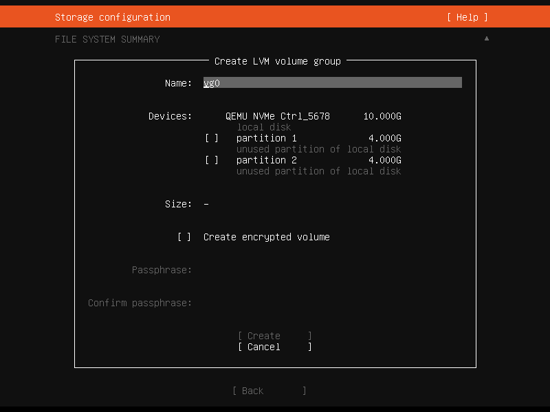Configure LVM storage on Ubuntu Server