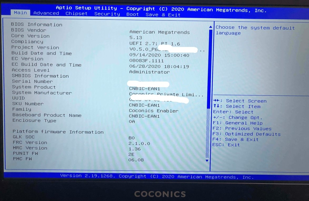 BIOS Settings for Coconics Enabler Budget Laptop