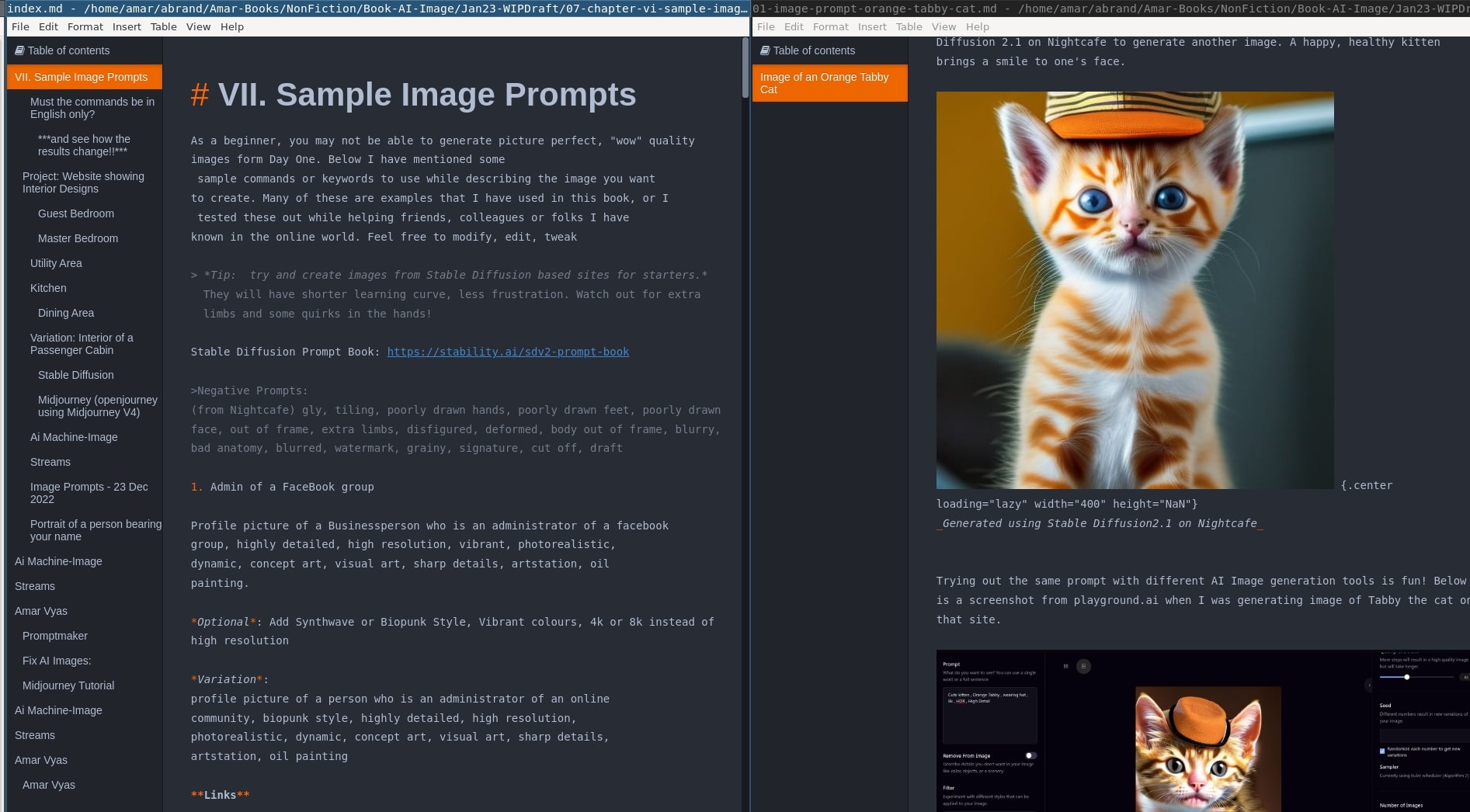 Abricotine Markdown editor in dark mode