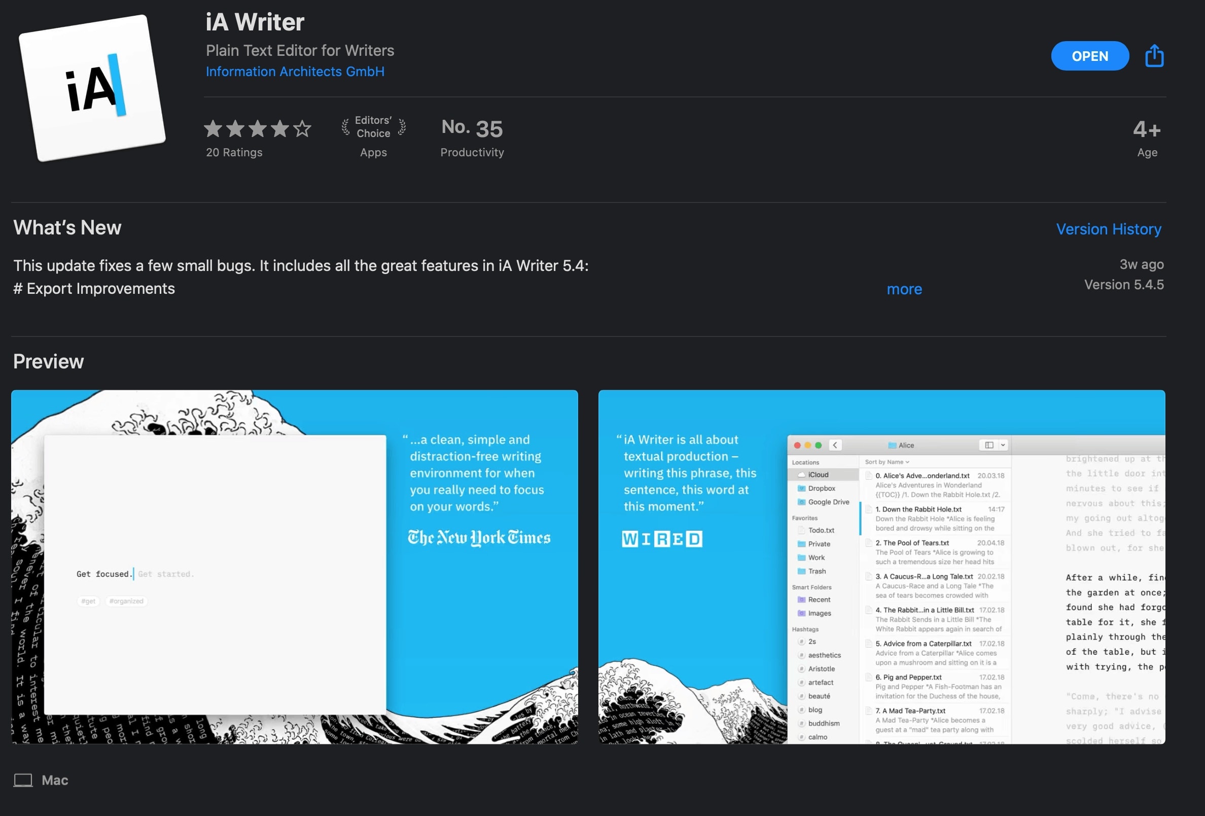 iA Writer on Mac App Store