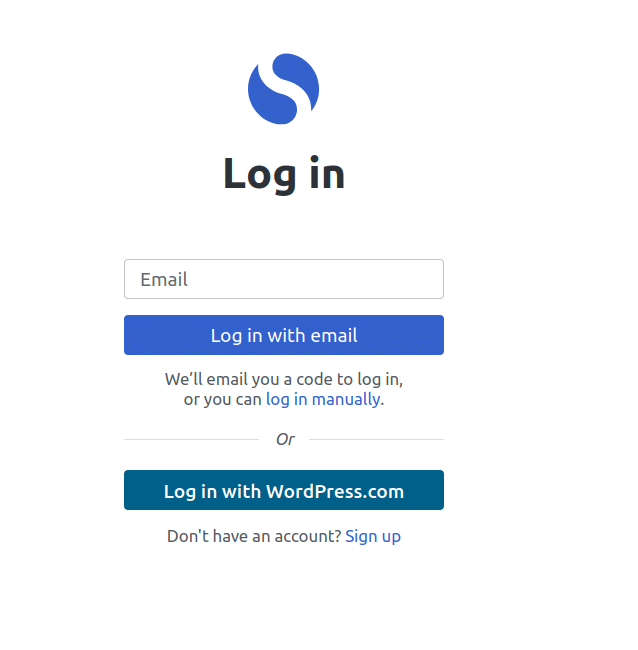 Sing in to Simplenote webpage