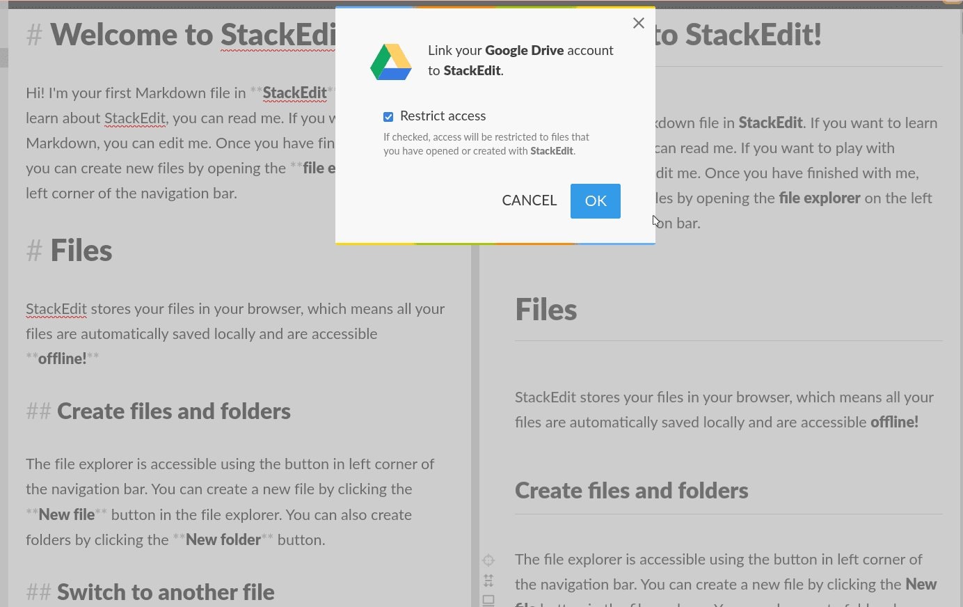 Stackedit export to google drive