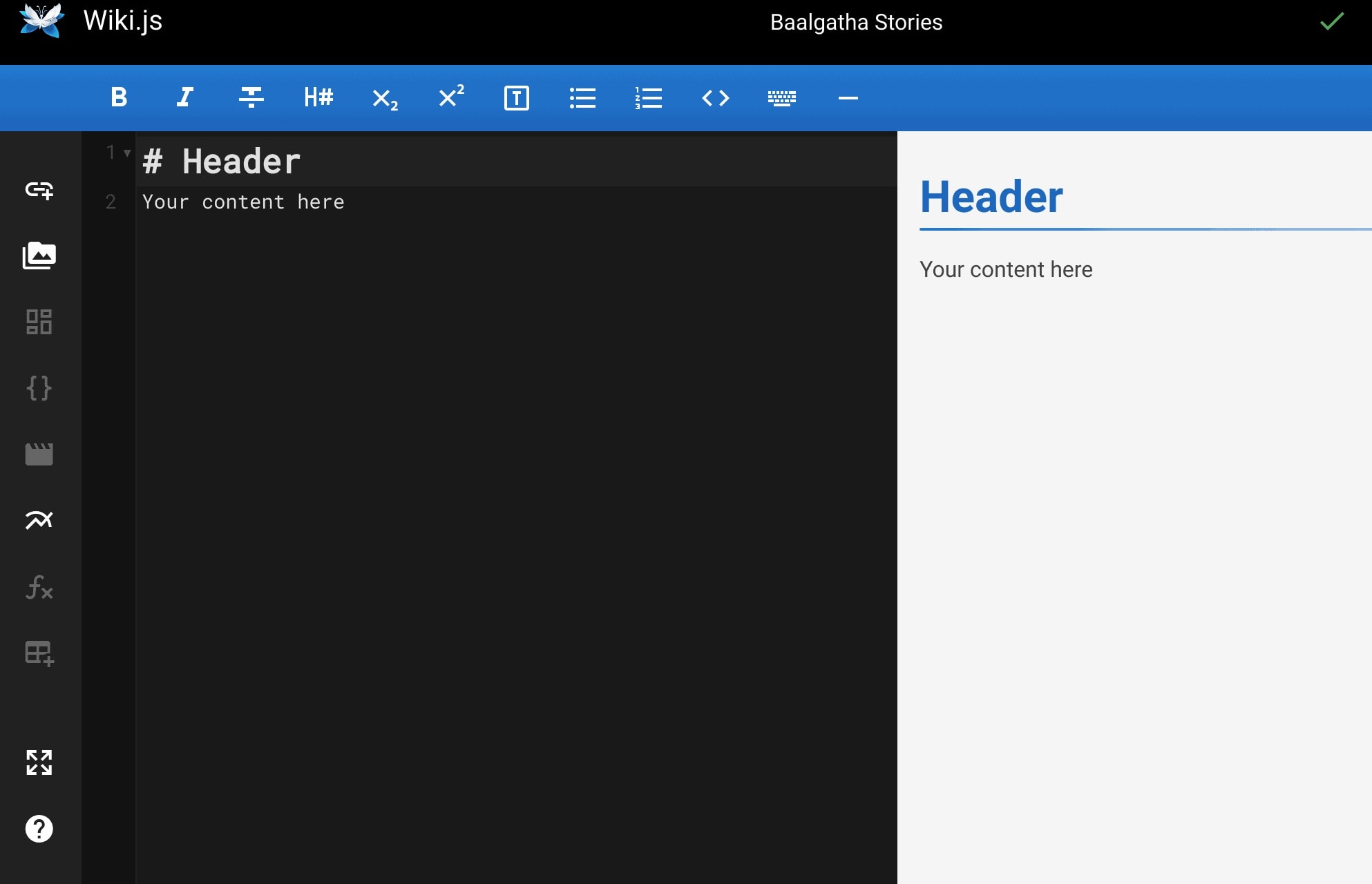 Wiki.js Markdown editor