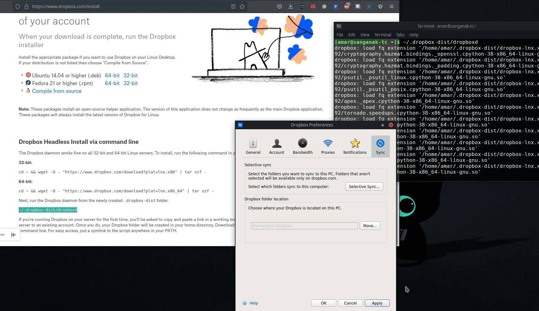 DropboxClient on Manjaro Linux