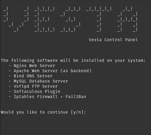 Terminal-based VestaCP installation