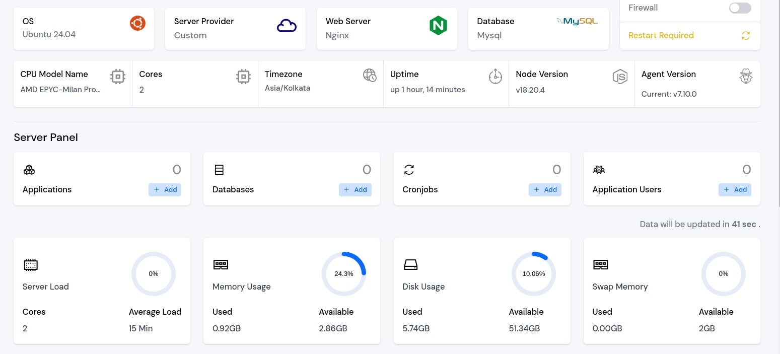 Server Avatar Dashboard