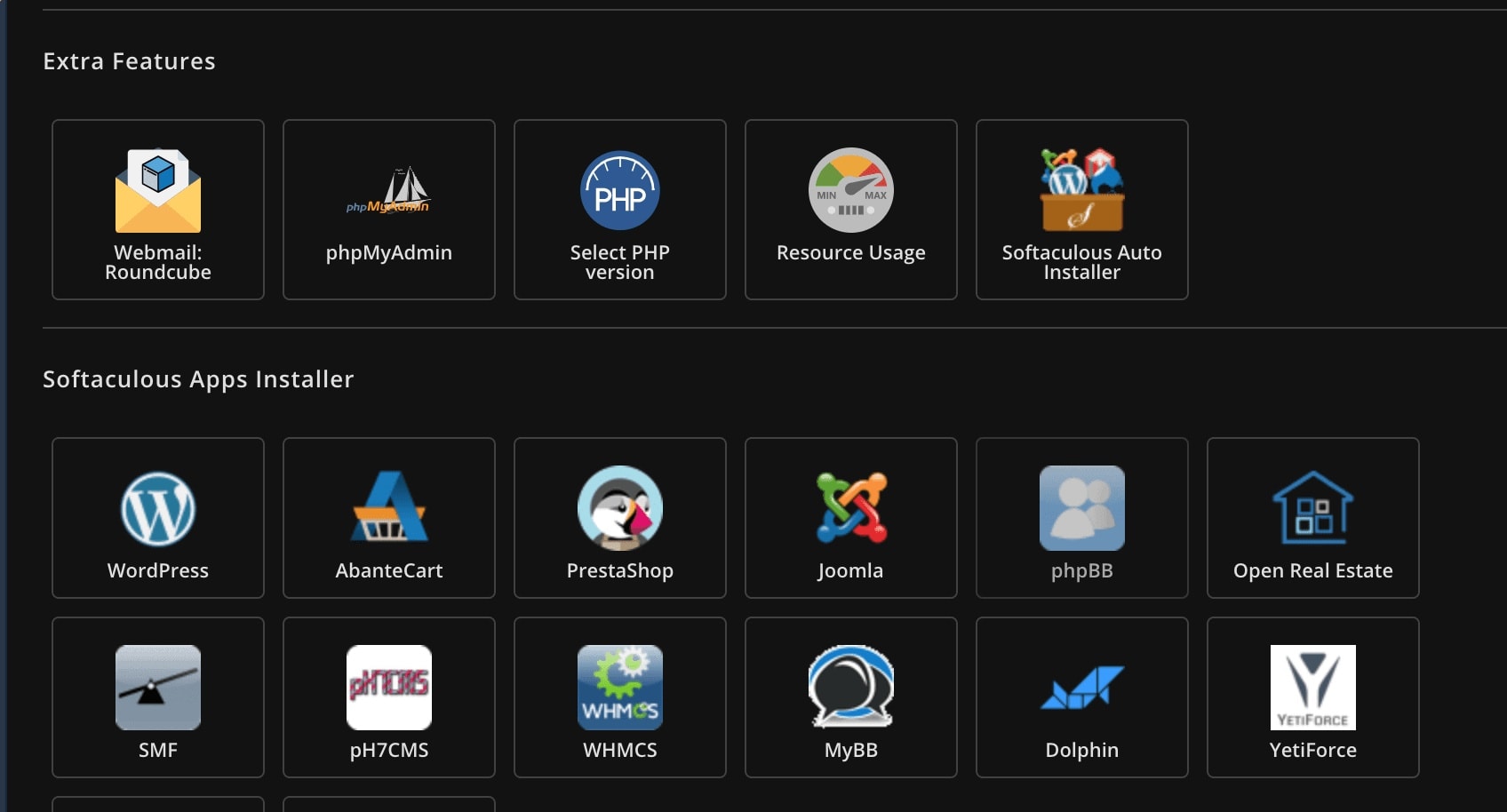 DirectAdmin menu with Softaculous