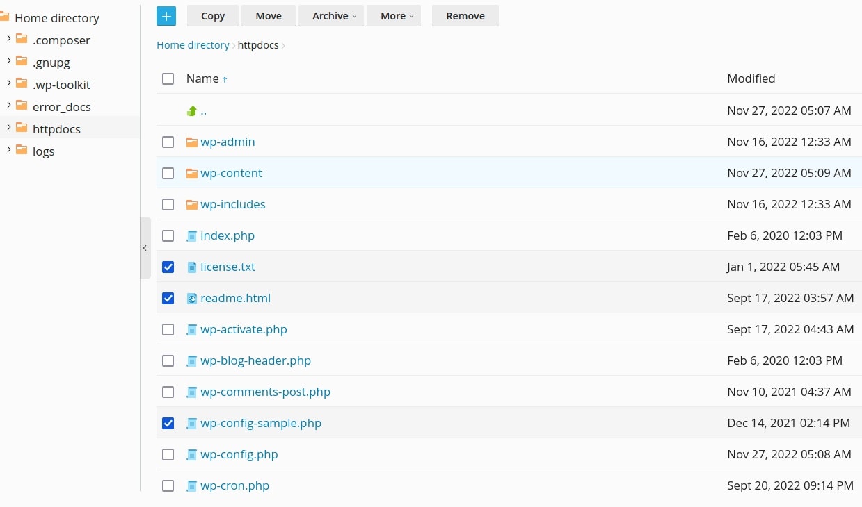 Plesk file manager