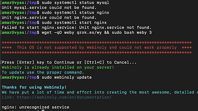 Webinoly installation error on Debian 11