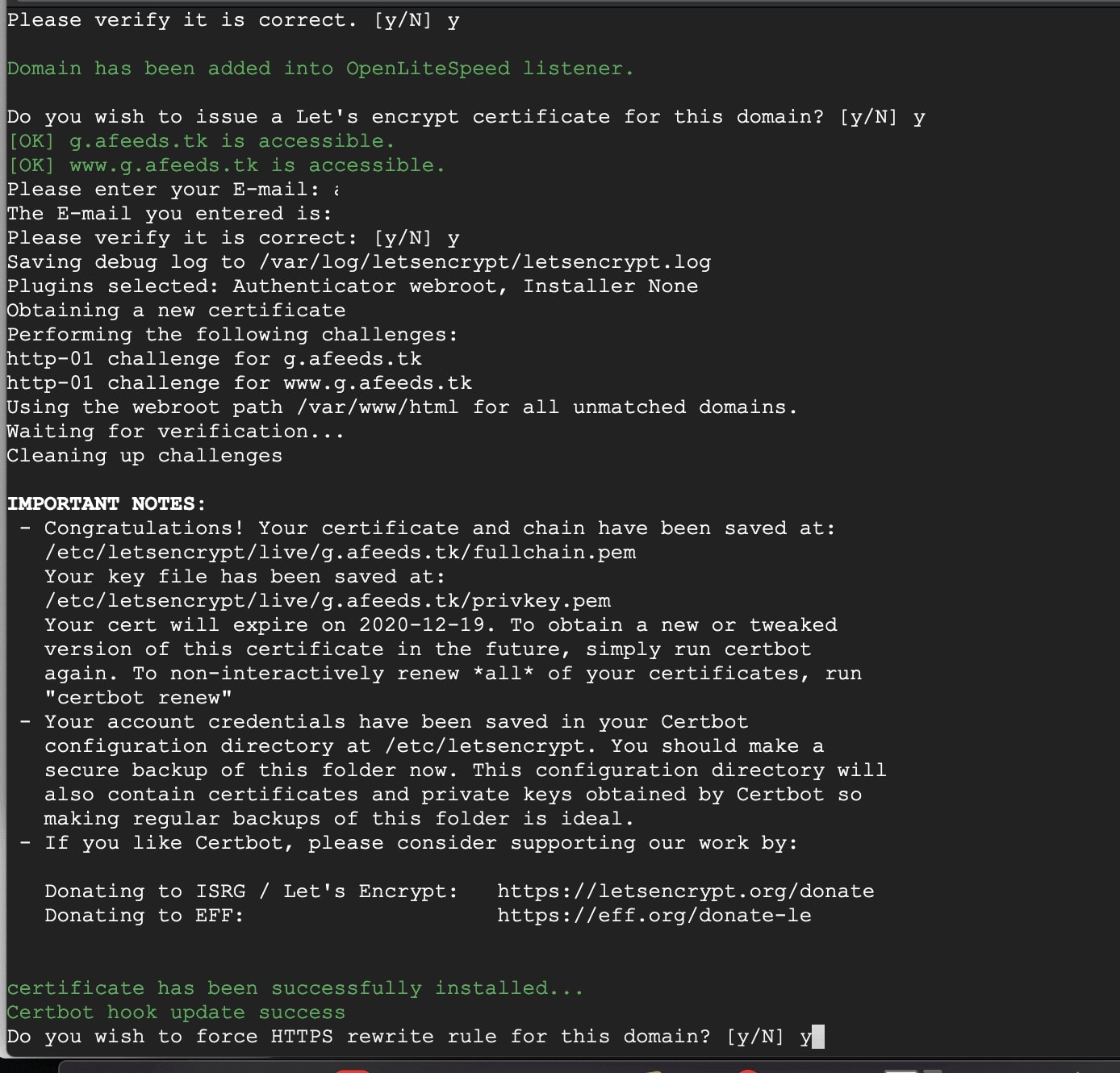 SSL for site security - using Webinoly for wordpress