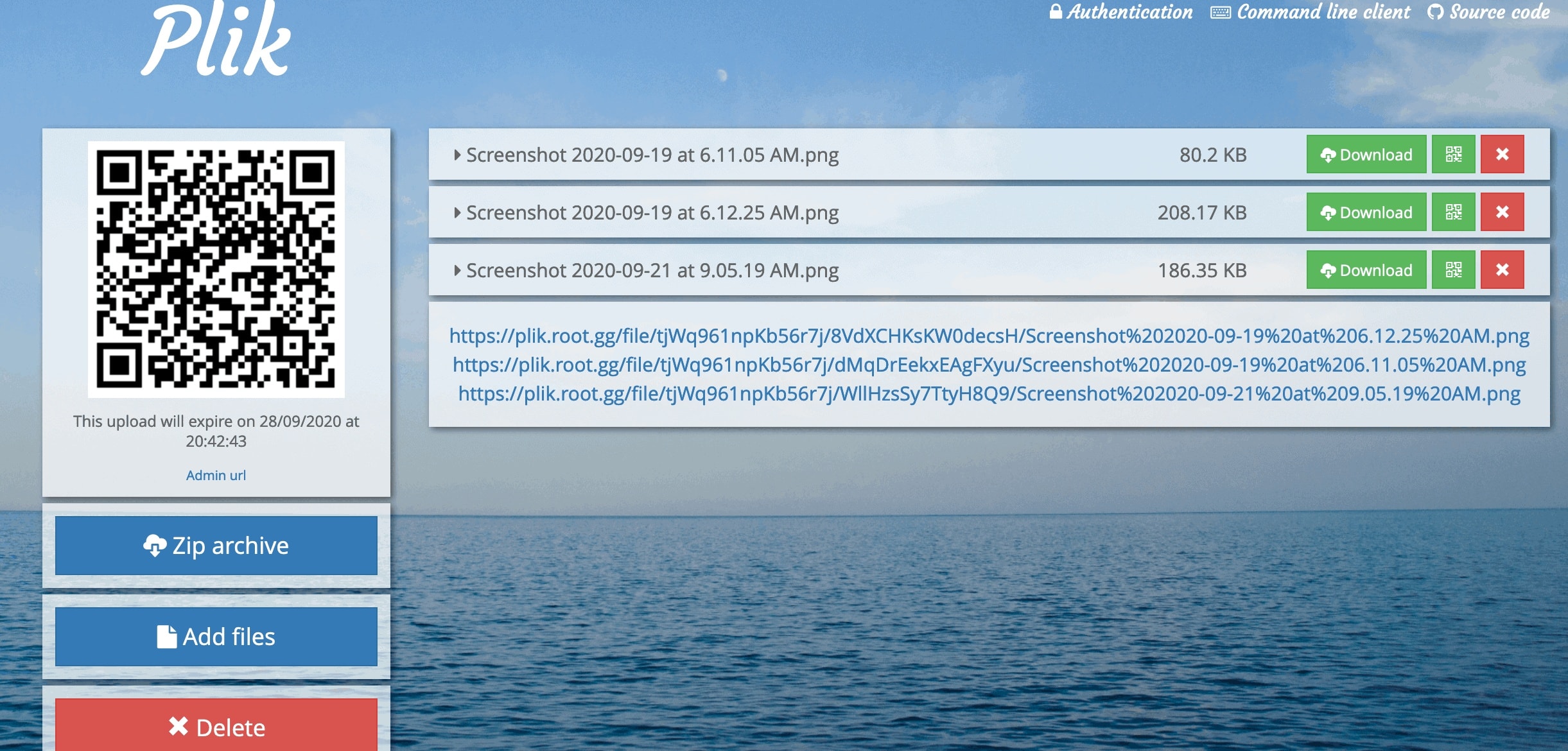 Screenshot of Plik from Amar Vyas blog