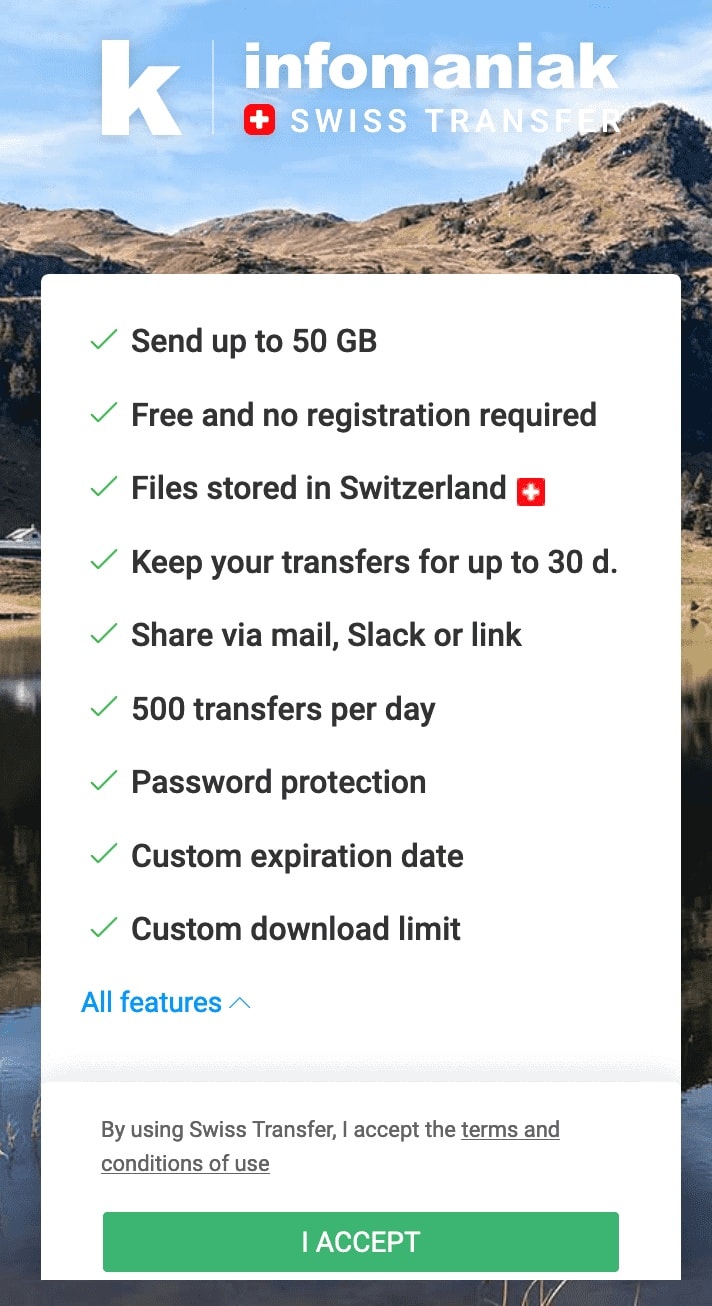 screenshot of swisstransfer file transfer service.Blog of Amar Vyas