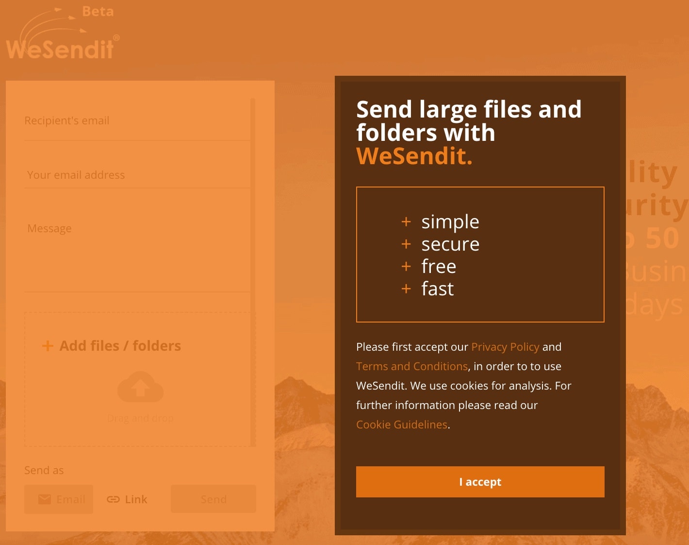 screenshot of wesendit file transfer service.Blog of Amar Vyas