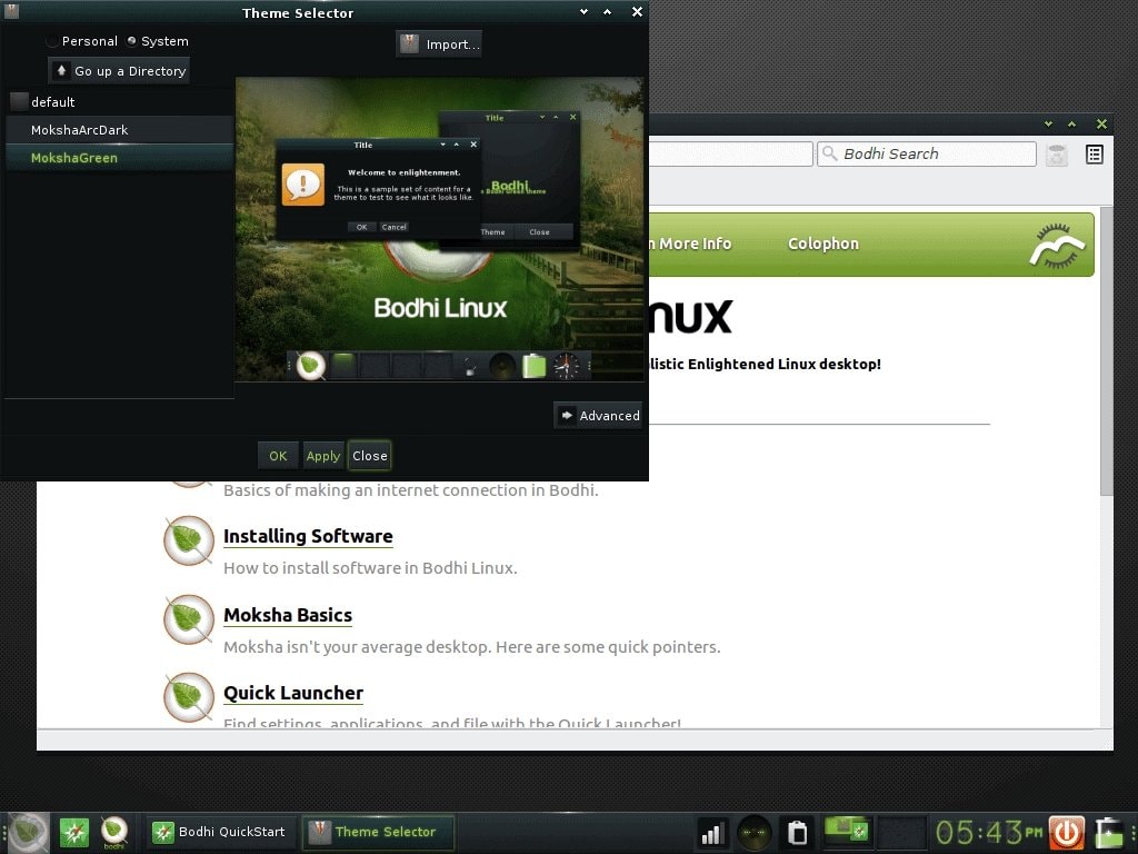 Bodhi Linux running Yunohost in December 2017 Bodhi Linux with Yunohost