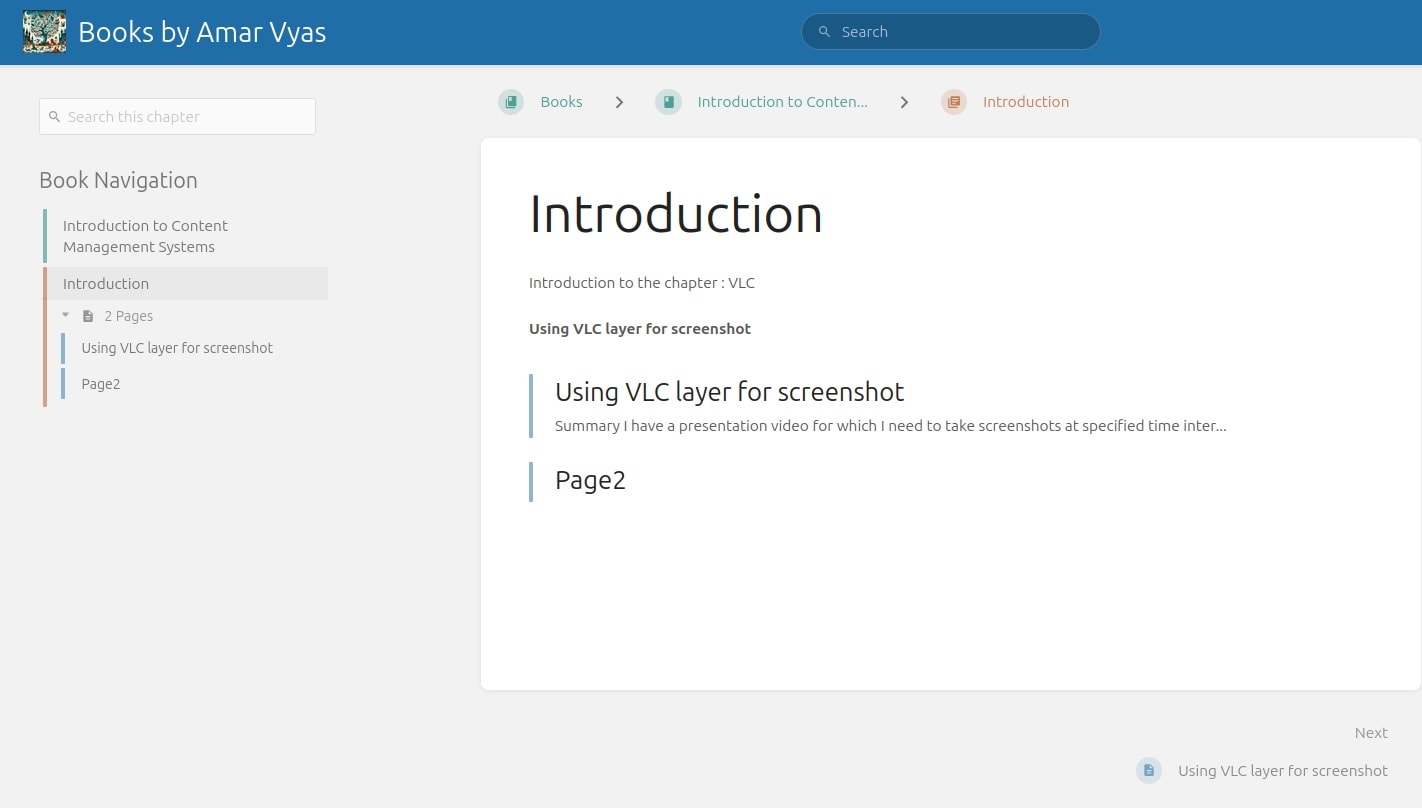 BookStack interface on Yunohost