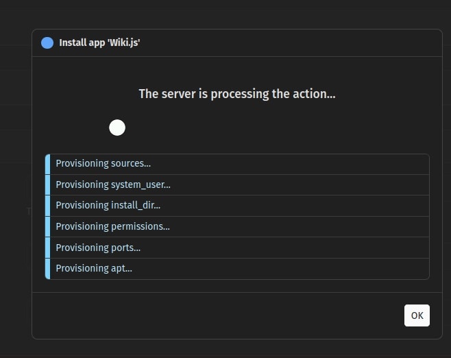 Wiki.js installation on Yunohost