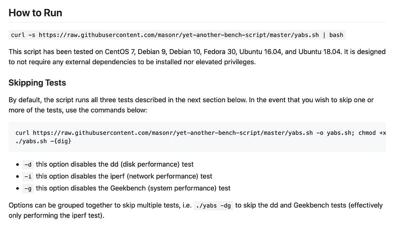 YABS GitHub screenshot from October 2019 YABS Benchmark Screenshot
