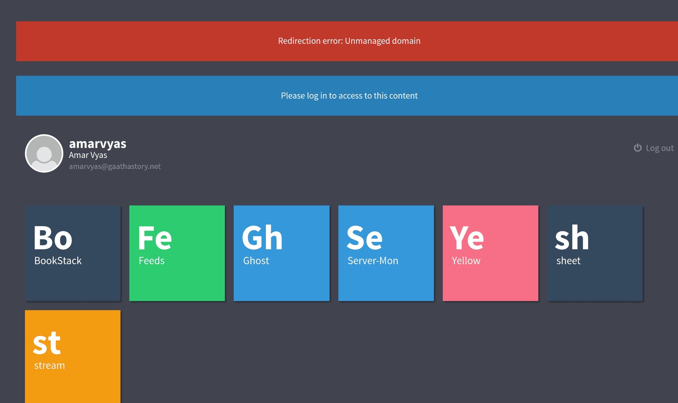 Yunohost applications dashboard
