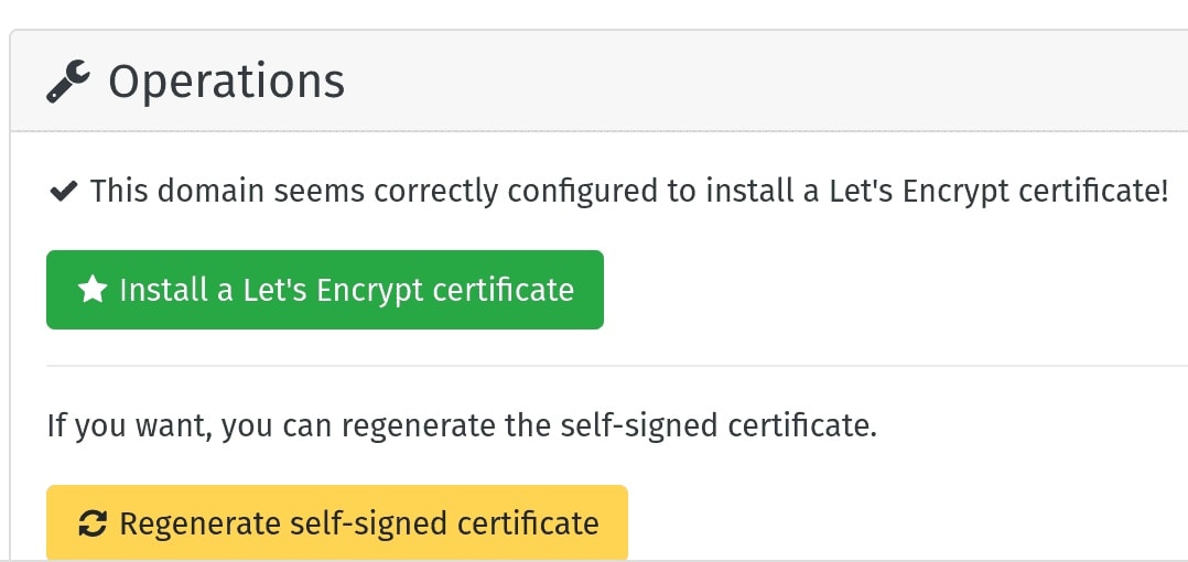 Yunohost Let's Encrypt SSL certificate generation